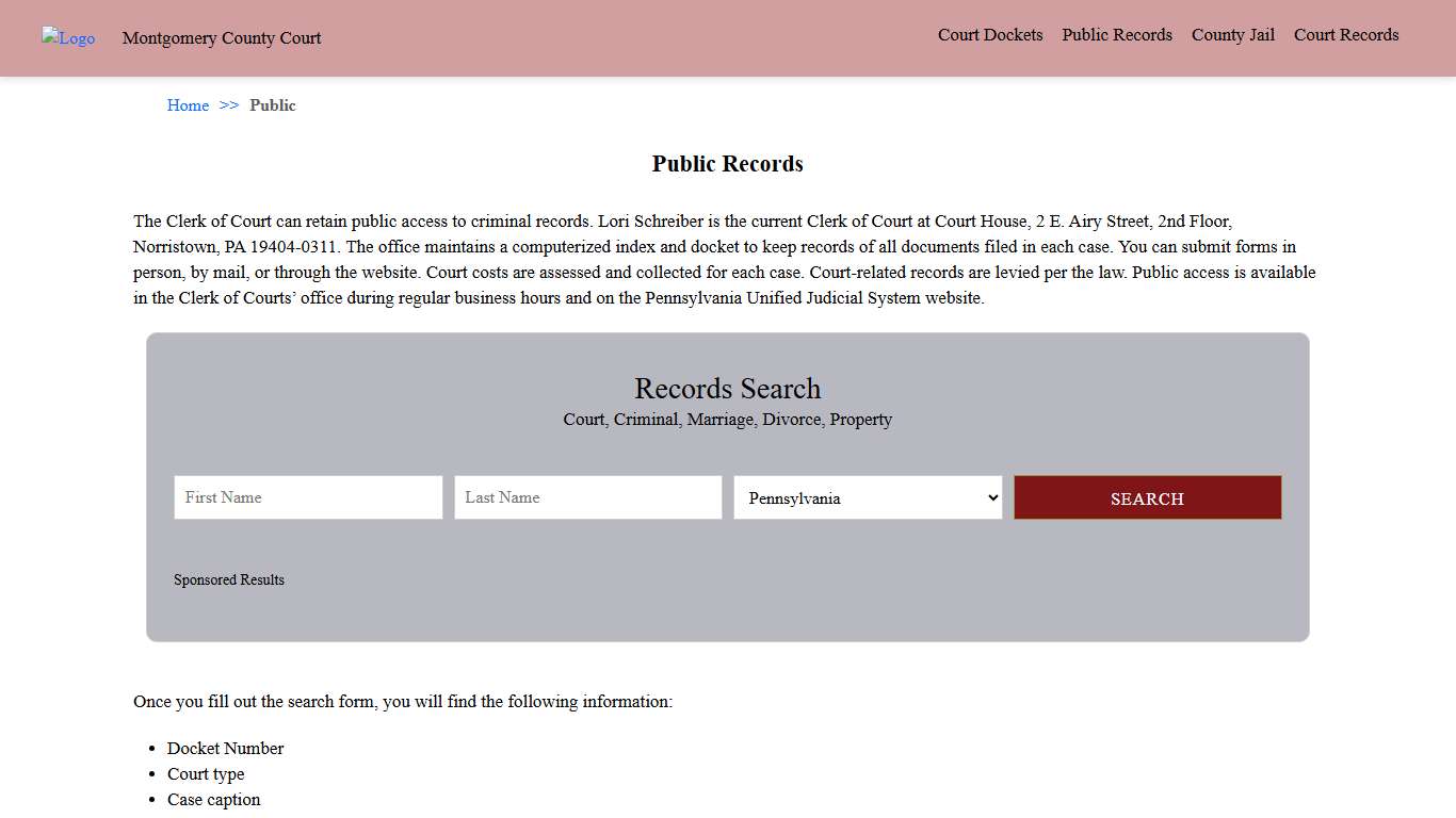 Public Records Montgomery County PA Records