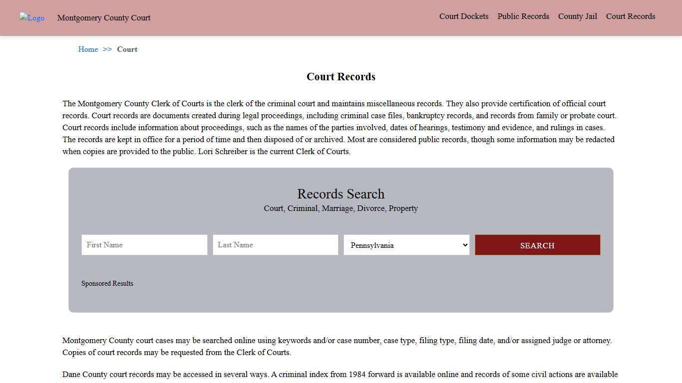 Court Records Montgomery County PA Records